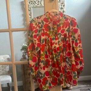 Jess Lea Floral Button-Up Blouse Small